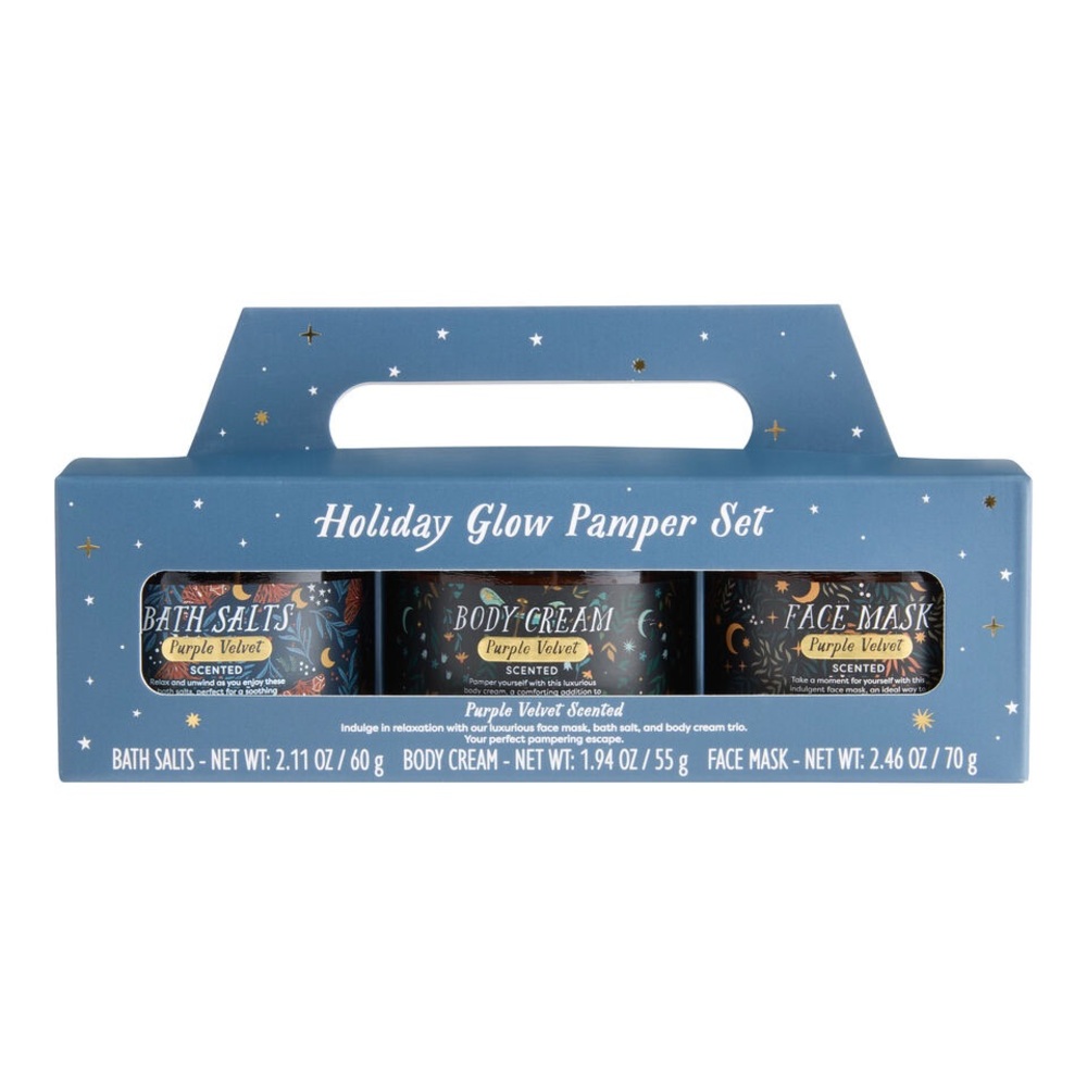 A&G Holiday Glow Purple Velvet Mini Gift Set 3 Piece